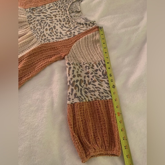 Ces Femme Pink and Gray Leopard Patchwork Boho Peasant Blouse - Picture 12 of 13